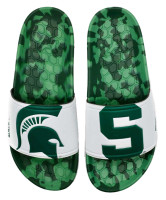 Hype Unisex Michigan State University Spartans Slydr Slide Sandals - White/Green