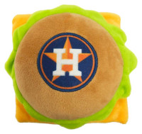 Pets First Houston Astros Hamburger Shaped Squeaker Plush Dog Toy - Brown