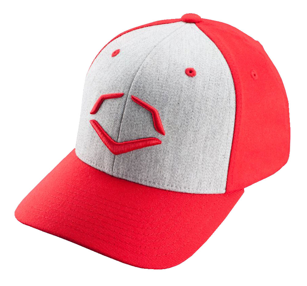 Evoshield Team Performance Flexfit Hat Baseball Cap, Red/Grey