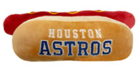 Pets First Houston Astros Hot Dog Shaped Squeaker Plush Dog Toy - Brown
