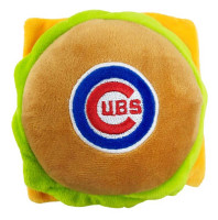 Pets First Chicago Cubs Hamburger Shaped Squeaker Plush Dog Toy - Brown
