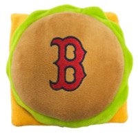 Pets First Boston Red Sox Hamburger Shaped Squeaker Plush Dog Toy - Brown