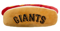 Pets First San Francisco Giants Hot Dog Shaped Squeaker Plush Dog Toy - Brown