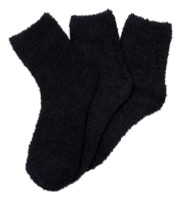 Stems Luxury Women's Plush Cozy Winter Socks - 3 Pack - Solid Black