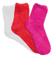 Stems Luxury Women's Plush Cozy Winter Socks - 3 Pack - Red/Pink/White