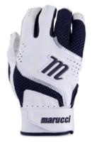 Marucci Code Adult Batting Gloves, Leather Palm & Mesh Back - Navy Blue/White