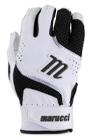 Marucci Code Adult Batting Gloves, Leather Palm & Mesh Back - Black/White