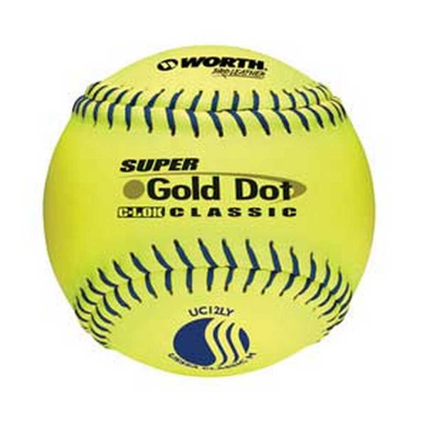 Worth 12Inch Synthetic Gold Dot Slowpitch Softballs, 1 Dozen Yellow