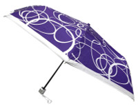 Storm Duds Jazzy Minis 42” Mini Folding Umbrella With Squiggly Design – Purple
