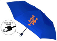 Storm Duds New York Mets 42 inch Mini Folding Umbrella With Storm Clip – Blue