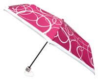 Storm Duds Jazzy Minis 42” Mini Folding Umbrella With Squiggly Design – Fuchsia