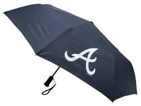 Storm Duds Atlanta Braves 42” Automatic Folding Umbrella With Flashlight – Navy
