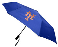 Storm Duds New York Mets 42” Automatic Folding Umbrella With Flashlight – Blue