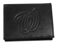 Rico Industries MLB Washington Nationals Laser Engraved Black Tri-Fold Wallet
