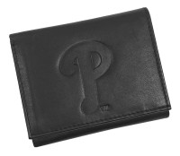 Rico Industries MLB Philadelphia Phillies Laser Engraved Black Tri-Fold Wallet