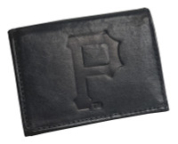 Rico Industries Pittsburgh Pirates Laser Engraved Black Tri-Fold Leather Wallet