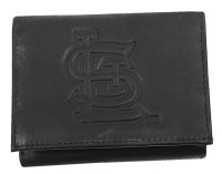 Rico Industries St Louis Cardinals Laser Engraved Black Tri-Fold Leather Wallet