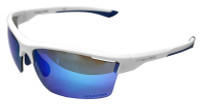 Rawlings LTS Men's Adult Sport Sunglasses – White Frame With Blue Mirror Lenses