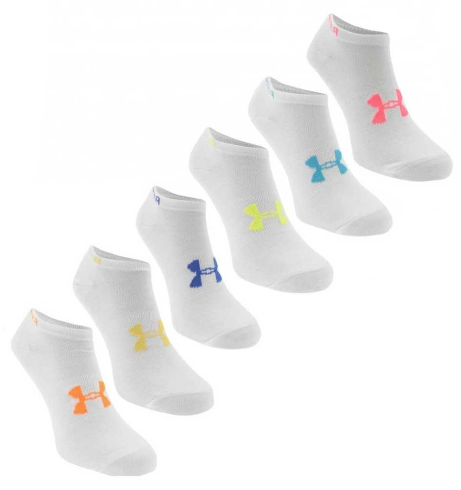 Under Armour Women's Solid 6 Pack No Show Big Logo Socks 1259396 ...