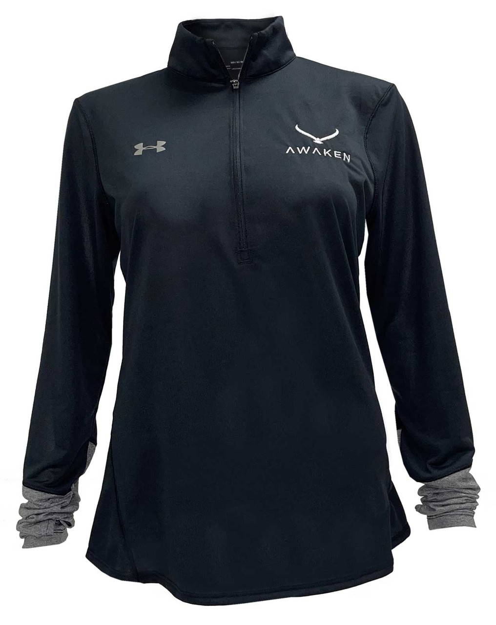 Under Armour UA Women's Awaken Eagle Black � Zip Pullover Shirt Thumb Hole  - Sports Diamond