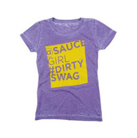 Sauce Hockey Women's Designer Tee, Short Sleeve V-Neck T-Shirt Purple W-0005-12