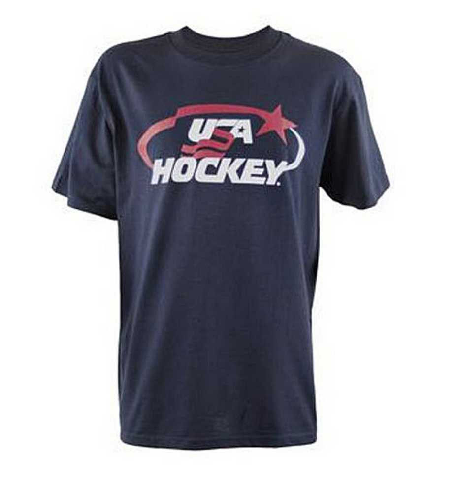 USA Hockey Men's Graphic Short Sleeve TShirt Red White Blue Arc