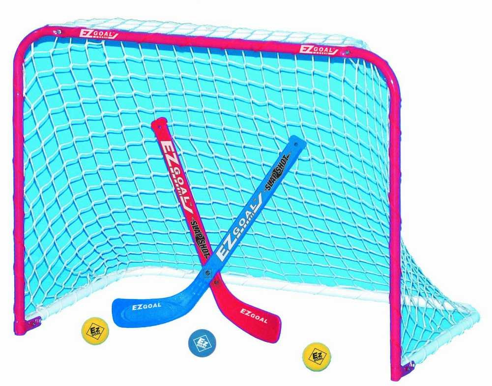 EZGoal Mini Folding Goal, Knee Hockey Net, with 2 Sticks and 3 Balls