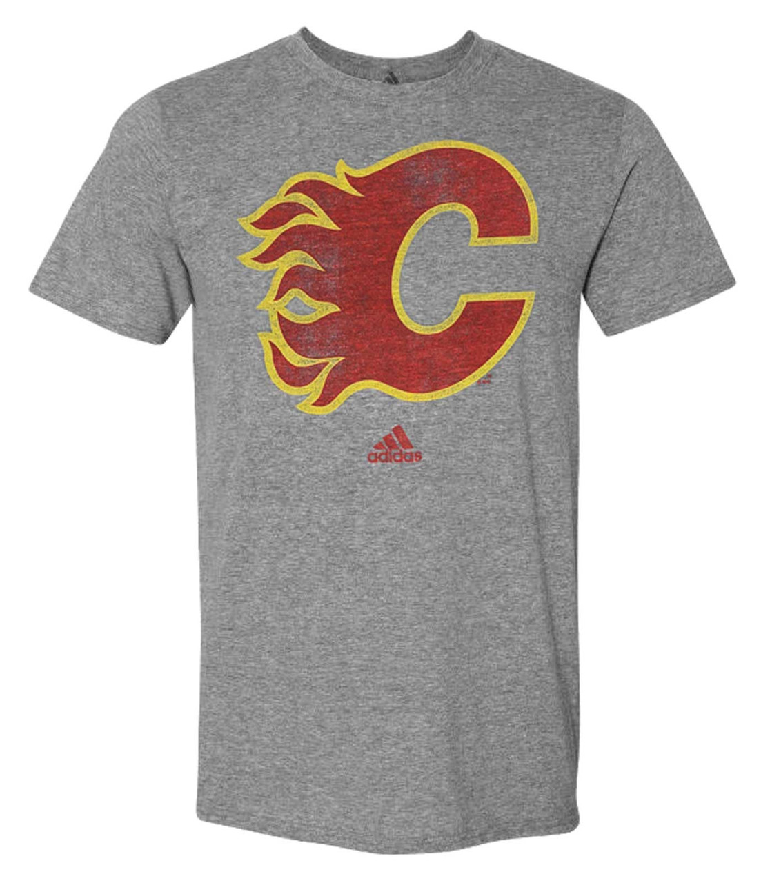 Adidas Men's NHL Calgary Flames Hockey S/S Team Practice Jersey V-Neck  Shirt (S)