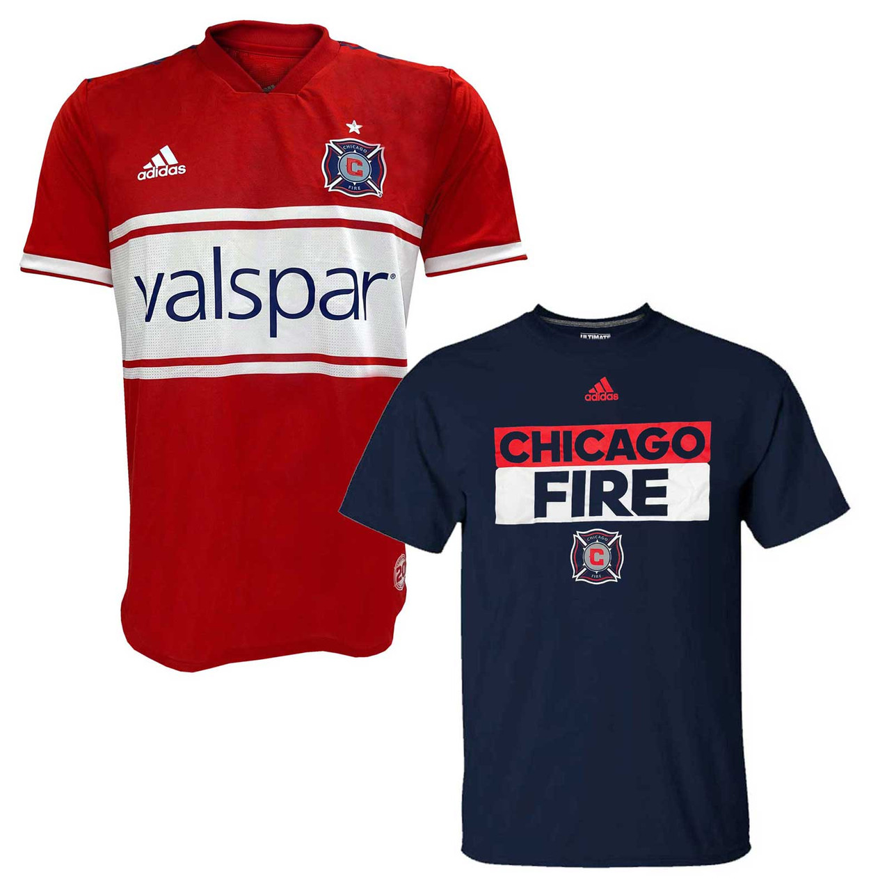 Adidas Men's MLS Chicago Fire (2 Pack) Soccer Jersey & S/S Tee T-Shirt (M)  - Sports Diamond