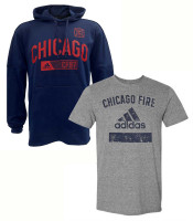 Adidas Men's MLS Chicago Fire (2 Pack) Soccer Sweatshirt & S/S Tee T-Shirt (L)