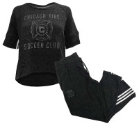 Adidas Women's MLS Chicago Fire Crop Top Sweat Suit Major League Soccer (S)