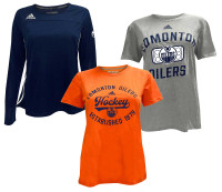 Adidas Women's NHL Edmonton Oilers Hockey Shirts (3 Pack) Crew Tees T-Shirt (S)