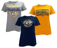 Adidas Women's NHL Nashville Predators Hockey (3 Pack) Crew Tees T-Shirt (S)