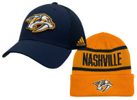 Adidas Men's NHL Nashville Predators Hockey (2 Pack)Flex Baseball Cap & Knit Hat