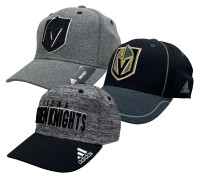 Adidas Men's NHL Las Vegas Knights Hockey (3 Pack) Baseball Caps Flex Fit (S/M)