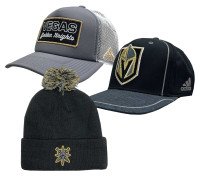 Adidas Mens NHL Las Vegas Knights Hockey (3 Pack) Adjust Baseball Cap & Knit Cap