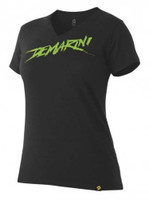 DeMarini Women's Slasher Graphic Tech V-Neck Tee T-Shirt, Black/Lime. WTD306676