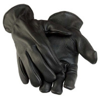 Northstar Womens Black Full Grain Deerskin Gloves (Unlined), Elastic Wrist 012B
