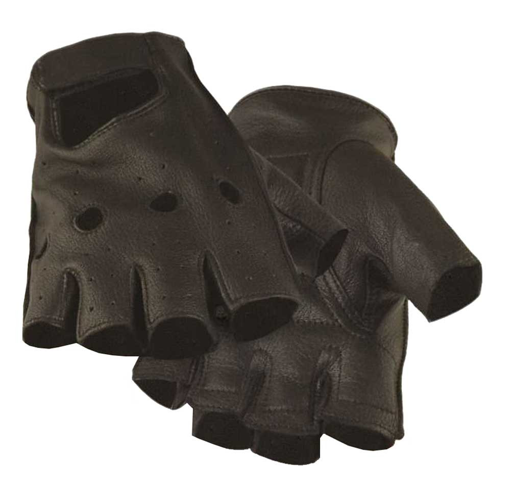 Northstar Mens Deerskin Motorcycle Glove Black (Unlined) Fingerless