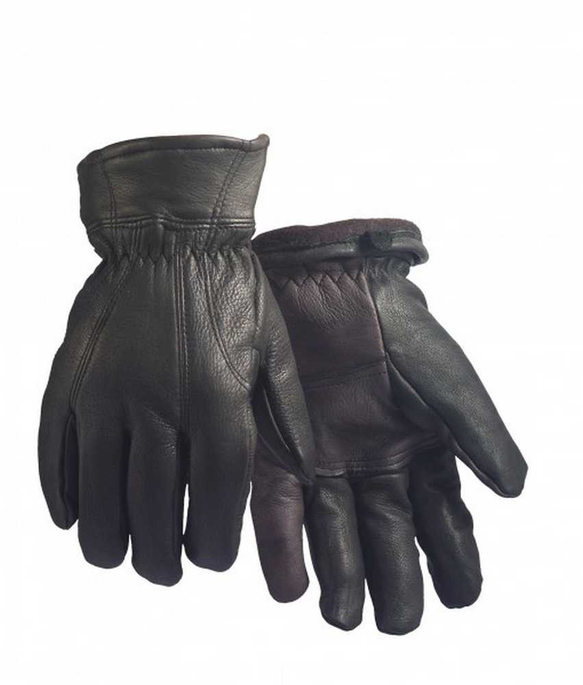 Northstar Unisex DeerSkin Sherpa Lined Black Mittens - Classic Chopper Style Winter Gloves