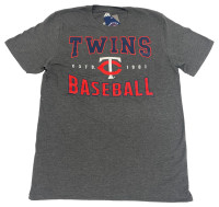 Fanatics Men's MLB Minnesota Twins Jersey St Short Sleeve Crew Neck Tee – Gray