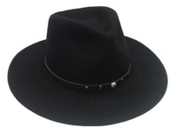 Black Creek 100% Crushable Wool Black Cowboy Hat with Stud Detail. BC2012