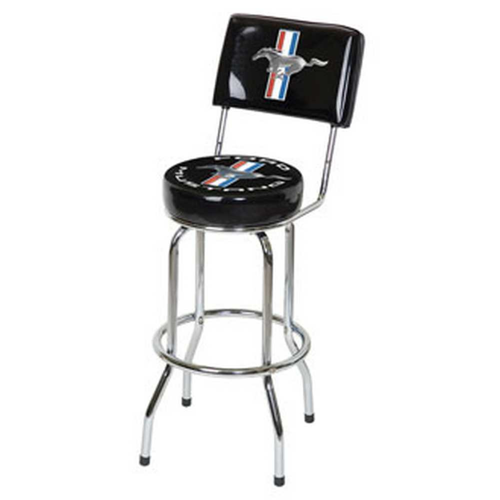 Genuine Ford Mustang Bar Stool with Backrest, Black FRD42203 Sports