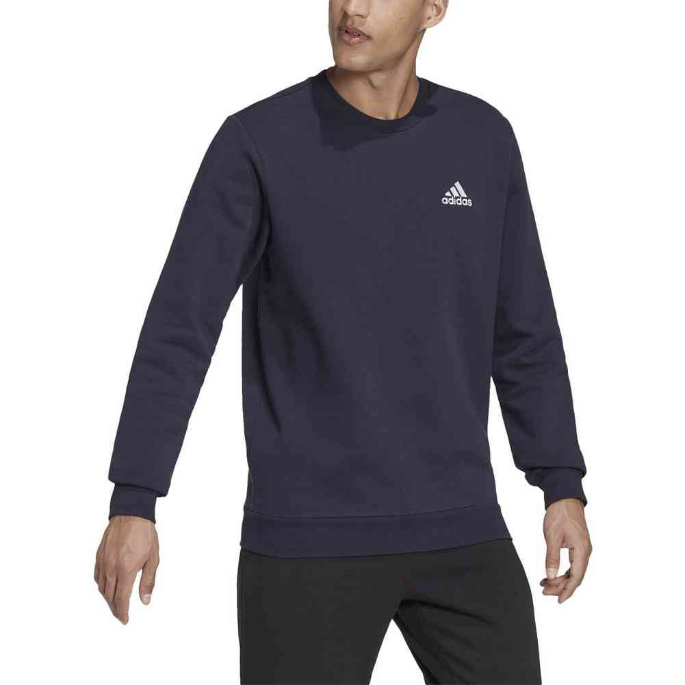 adidas Men's Essentials Feelcozy Fleece Sweatshirt Crew Sweater H42002 Navy  - Sports Diamond