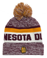 The Game Roll Up Knit Hat Pom Knit Cap Heathered University of Minnesota Duluth