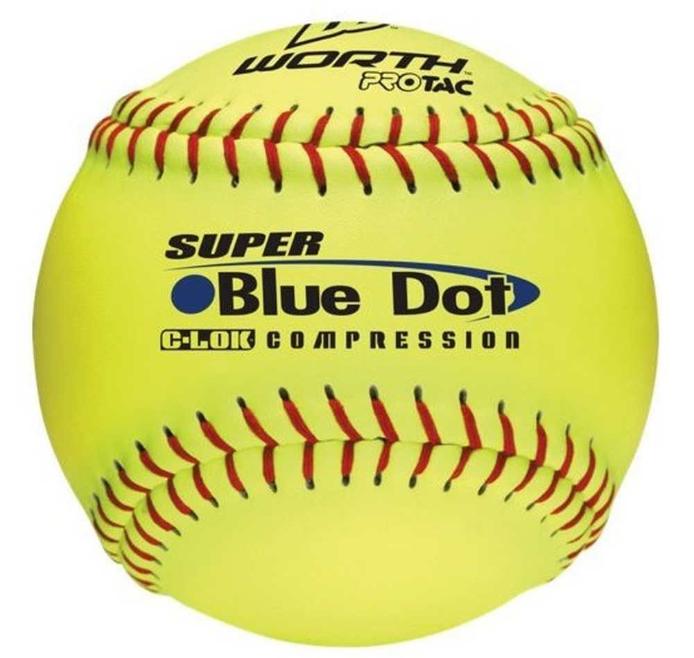 Worth 12" Pro Tac Super Blue Dot Specialty Slowpitch Softball 1 Dozen