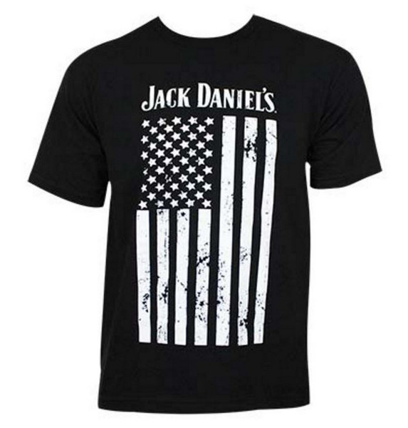 Jack Daniels Men's Distressed Flag Short Sleeve T-Shirt Tee