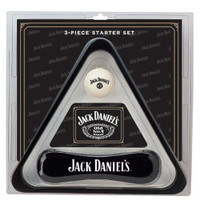 Jack Daniels 3 Piece Billiards Starter Set w/ Triangle, Cue Ball, and Brush