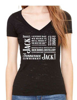 Jack Daniels Women's V Neck JD SS Black Label Burnout T-Shirt - 15361465JD-89