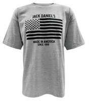 Jack Daniels Men's Distressed Flag Short Sleeve T-Shirt Tee, Gray 15261493JD-79